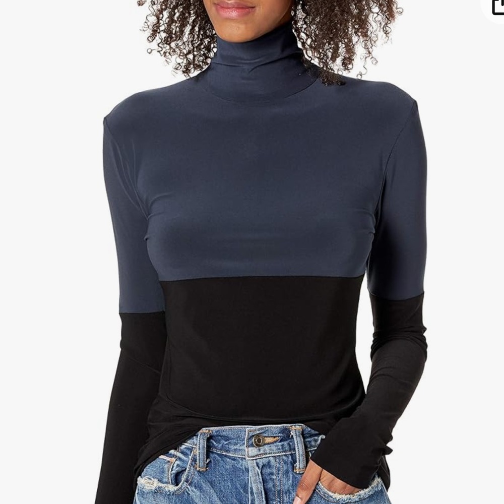 Color block black/grey turtle neck Norma Kamali